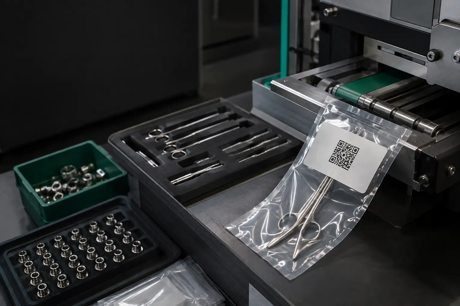 Geordnete technische Verpackung und Etikettierung kleiner Präzisionsbauteile
